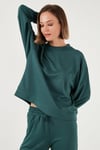 Streç Bisiklet Yaka Oversize Fit Scuba Kadın Sweat 5865879 NEFTİ