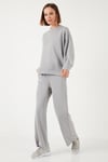 Streç Bisiklet Yaka Oversize Fit Scuba Kadın Sweat 5865879 GRİ