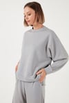 Streç Bisiklet Yaka Oversize Fit Scuba Kadın Sweat 5865879 GRİ