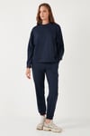 Streç Bisiklet Yaka Oversize Fit Scuba Kadın Sweat 5865879 LACİVERT