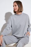 Streç Bisiklet Yaka Oversize Fit Scuba Kadın Sweat 5865879 GRİ