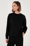 Streç Bisiklet Yaka Oversize Fit Scuba Kadın Sweat 5865879 SİYAH