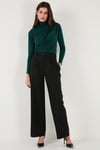 Streç Büzgü Detaylı Slim Fit Dik Yaka Kadın Bluz 669925 NEFTİ