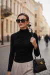 Streç Büzgü Detaylı Slim Fit Dik Yaka Kadın Bluz 669925 SİYAH