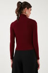 Streç Büzgü Detaylı Slim Fit Dik Yaka Kadın Bluz 669925 BORDO