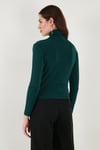 Streç Büzgü Detaylı Slim Fit Dik Yaka Kadın Bluz 669925 NEFTİ