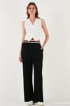 Streç Fitted Fit V Yaka Düğmeli Kadın Yelek 5865971 BEYAZ-SİYAH