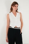 Streç Fitted Fit V Yaka Düğmeli Kadın Yelek 5865971 BEYAZ-SİYAH