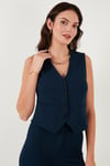 Streç Fitted Fit V Yaka Düğmeli Kadın Yelek 5865971 LACİVERT