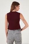 Streç Fitted Fit V Yaka Düğmeli Kadın Yelek 5865971 BORDO