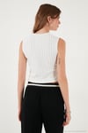 Streç Fitted Fit V Yaka Düğmeli Kadın Yelek 5865971 BEYAZ-SİYAH