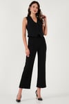 Streç Fitted Fit V Yaka Düğmeli Kadın Yelek 5865971 SİYAH