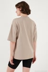 Streç Oversize Fit Bisiklet Yaka Kadın T Shirt 5865911 TAŞ