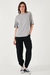 Streç Oversize Fit Bisiklet Yaka Kadın T Shirt 5865911 GRİ