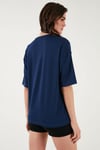 Streç Oversize Fit Bisiklet Yaka Kadın T Shirt 5865911 LACİVERT