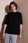 Streç Oversize Fit Bisiklet Yaka Kadın T Shirt 5865911 SİYAH