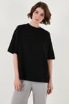 Streç Oversize Fit Bisiklet Yaka Kadın T Shirt 5865911 SİYAH