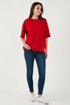 Streç Oversize Fit Bisiklet Yaka Kadın T Shirt 5865911 KIRMIZI
