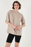 Streç Oversize Fit Bisiklet Yaka Kadın T Shirt 5865911 TAŞ