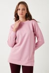 Streç Oversize Fit Bisiklet Yaka Modal Kumaş Kadın Sweat 5865877 GÜL