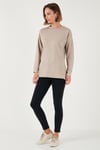 Streç Oversize Fit Bisiklet Yaka Modal Kumaş Kadın Sweat 5865877 TAŞ