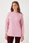 Streç Oversize Fit Bisiklet Yaka Modal Kumaş Kadın Sweat 5865877 GÜL