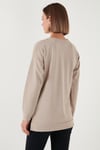 Streç Oversize Fit Bisiklet Yaka Modal Kumaş Kadın Sweat 5865877 TAŞ