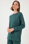 Streç Oversize Fit Bisiklet Yaka Modal Kumaş Kadın Sweat 5865877 NEFTİ