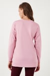 Streç Oversize Fit Bisiklet Yaka Modal Kumaş Kadın Sweat 5865877 GÜL