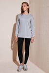 Streç Oversize Fit Bisiklet Yaka Modal Kumaş Kadın Sweat 5865877 GRİ