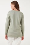 Streç Oversize Fit Bisiklet Yaka Modal Kumaş Kadın Sweat 5865877 OLİVE