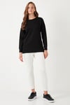 Streç Oversize Fit Bisiklet Yaka Modal Kumaş Kadın Sweat 5865877 SİYAH