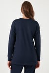 Streç Oversize Fit Bisiklet Yaka Modal Kumaş Kadın Sweat 5865877 LACİVERT