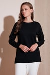 Streç Oversize Fit Bisiklet Yaka Modal Kumaş Kadın Sweat 5865877 SİYAH