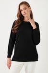 Streç Oversize Fit Bisiklet Yaka Modal Kumaş Kadın Sweat 5865877 SİYAH