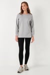 Streç Oversize Fit Bisiklet Yaka Modal Kumaş Kadın Sweat 5865877 GRİ