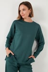 Streç Oversize Fit Bisiklet Yaka Modal Kumaş Kadın Sweat 5865877 NEFTİ