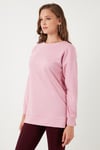 Streç Oversize Fit Bisiklet Yaka Modal Kumaş Kadın Sweat 5865877 GÜL
