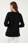 Streç Oversize Fit Bisiklet Yaka Modal Kumaş Kadın Sweat 5865877 SİYAH