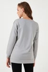 Streç Oversize Fit Bisiklet Yaka Modal Kumaş Kadın Sweat 5865877 GRİ