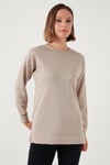 Streç Oversize Fit Bisiklet Yaka Modal Kumaş Kadın Sweat 5865877 TAŞ