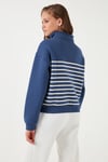 Streç Oversize Fit Yarım Fermuarlı Dik Yaka Kadın Sweat 5865883 İNDİGO