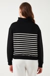 Streç Oversize Fit Yarım Fermuarlı Dik Yaka Kadın Sweat 5865883 SİYAH