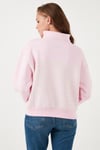 Streç Oversize Fit Yarım Fermuarlı Dik Yaka Kadın Sweat 5865883 Şeker Pembe