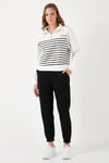 Streç Oversize Fit Yarım Fermuarlı Dik Yaka Kadın Sweat 5865883 EKRU