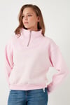 Streç Oversize Fit Yarım Fermuarlı Dik Yaka Kadın Sweat 5865883 Şeker Pembe