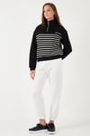 Streç Oversize Fit Yarım Fermuarlı Dik Yaka Kadın Sweat 5865883 SİYAH