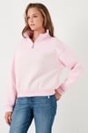 Streç Oversize Fit Yarım Fermuarlı Dik Yaka Kadın Sweat 5865883 Şeker Pembe