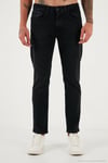 Streç Pamuklu Comfort Fit Yüksek Bel Boru Paça Jeans Erkek Kot Pantolon 4412C14TEXAS SİYAH