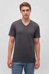 Streç Pamuklu Fitted Fit V Yaka Erkek T Shirt 061748-24398 KOYU GRİ